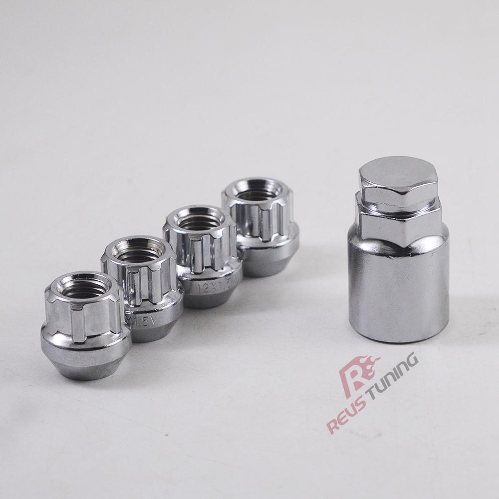 M12X1.5 M12X1.25 Steel 4pcs 22mm Car Wheel Rim Lock Nuts Locking Lug Nuts With Key
