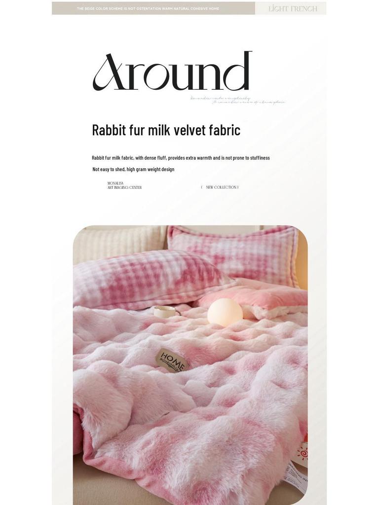 2025 Thickened Milk Velvet Winter Comforter - Warm Coral Fleece Quilt for Double Bed