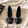Soft Sole Not Tired Feet Shallow Mouth Single Shoes Women'S Retro Mary Jane Version Polka Dot Splicing Double Buckle Daily Commute