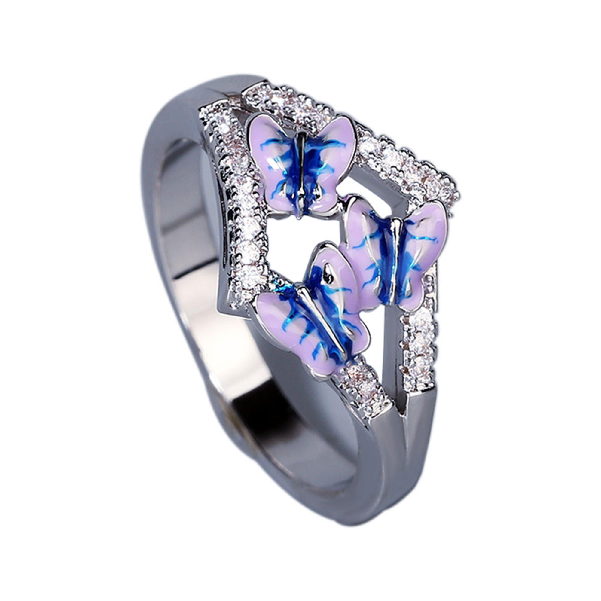 

Изысканное кольцо для женщин, ювелирные изделия, три бабочки, женское кольцо с цирконием, свадебное креативное кольцо с бабочкой, ювелирные изделия для женщин 10