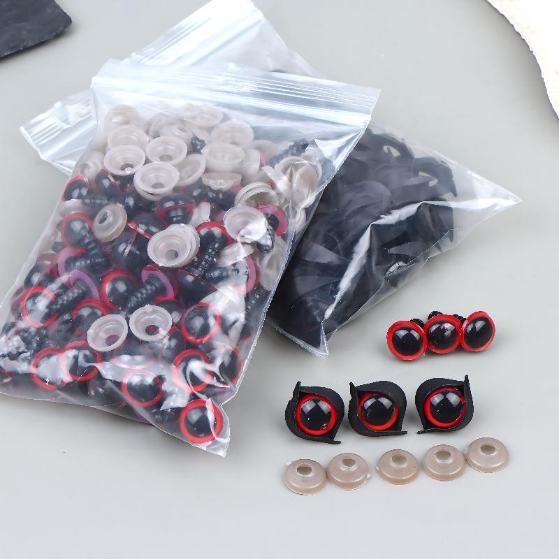 100Pcs 12mm Plastic Eyes for Bear Animal Dolls Safety Type with 50Pairs Suitable for Professional DIY Craft Making