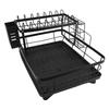 Abtropfgestell 2 Etagen Verdickter Edelstahl Multifunktional Großes Fassungsvermögen Arbeitsplatte Geschirr Aufbewahrungsorganizer Schwarz