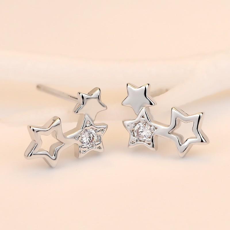 925 Sterling Silver Female Luxury Crystal Round Stud Earrings Vintage Wedding Jewelry White Zircon Stone Earrings New Nice