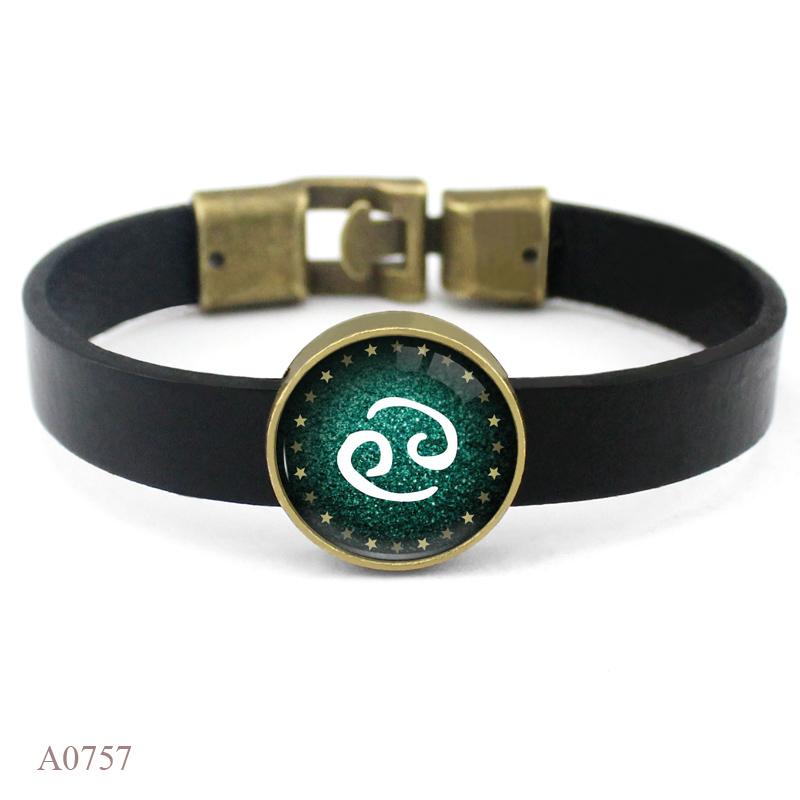 Aries Gemini Cancer Leo Virgo Libra Scorpio Sagittarius Capricorn Aquarius Pisces Zodiac Sign Horoscope Genuine Leather Bracelet
