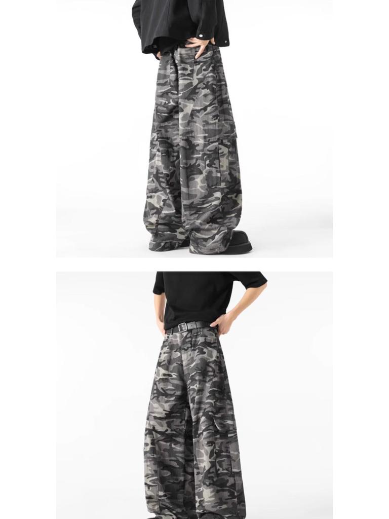 American Retro Baggy Camouflage Unisex Jeans: Trendy, Loose, and Versatile Streetwear Workwear.