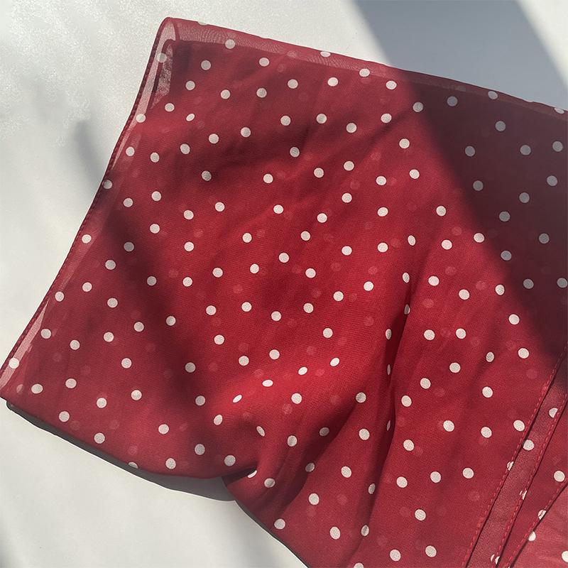 Retro Sweet Polka Dots Print Chiffon Scarf Women'S  All-Match Belt Scarf
