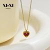 European & American INS Style Heart Pendant Clavicle Necklace with Red Mother-of-Pearl