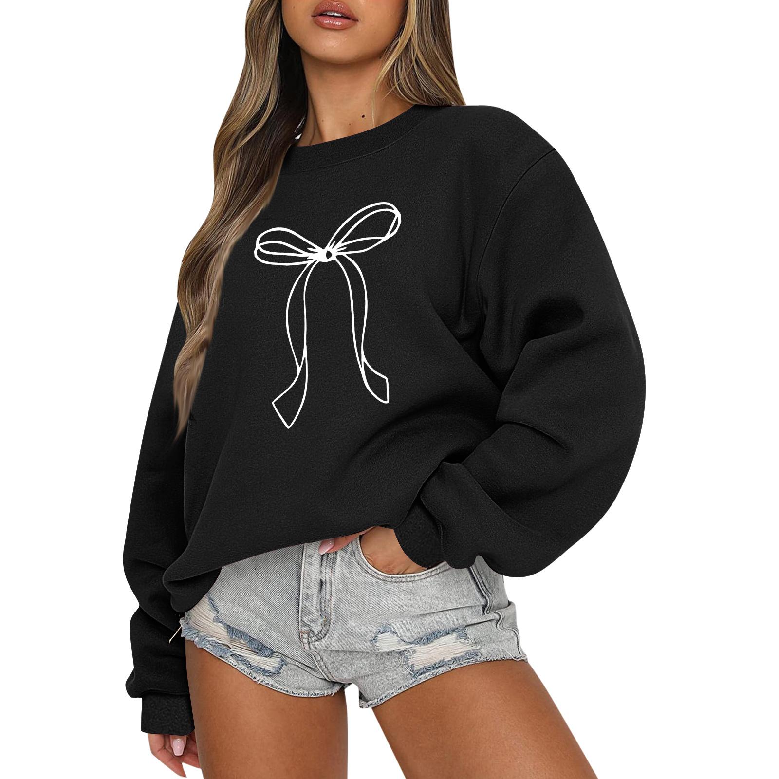 

Women Tops Women s Long Sleeve Sweatshirt Casual Crewneck Loose Fit Pollover Fleece Tops XL білий