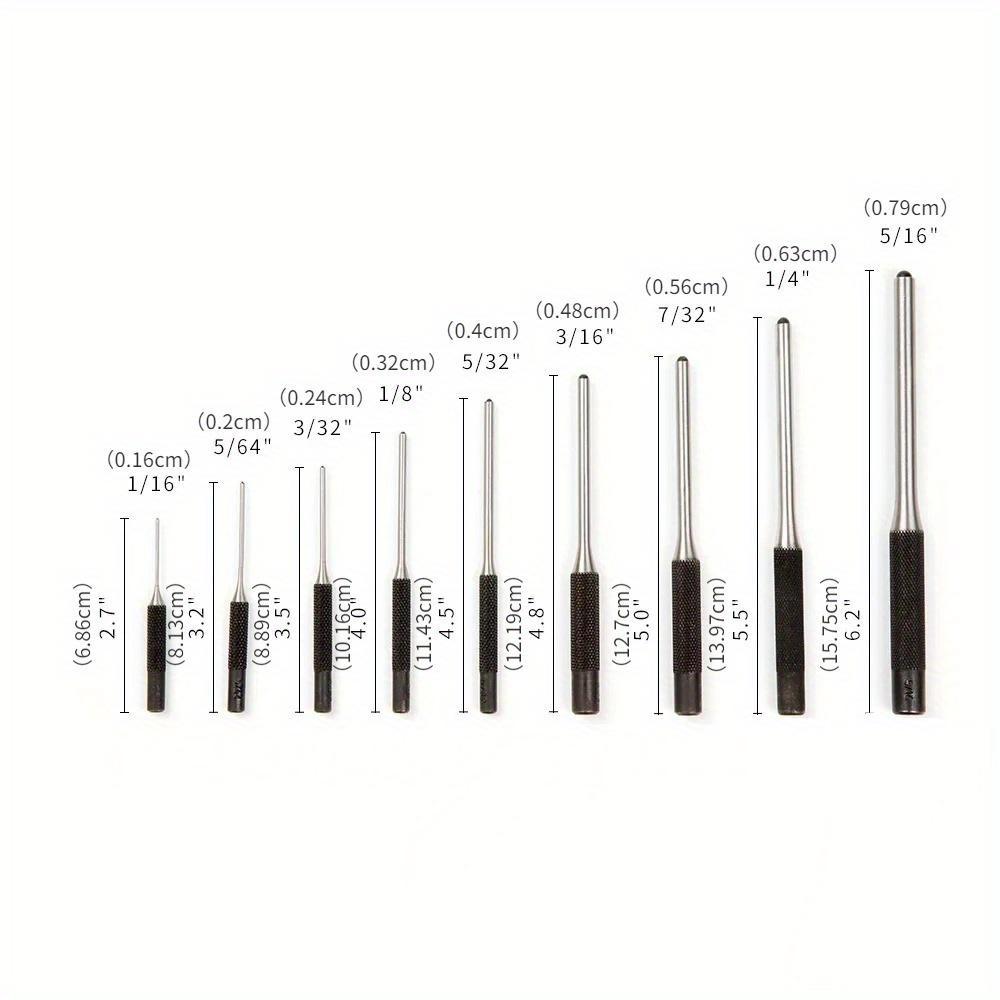 9pcs/set Paring Chisel Roll Pin Pack Round Head Pins Punch Professional Hollow End Starter Punching Hand Tools 1/16-5/16