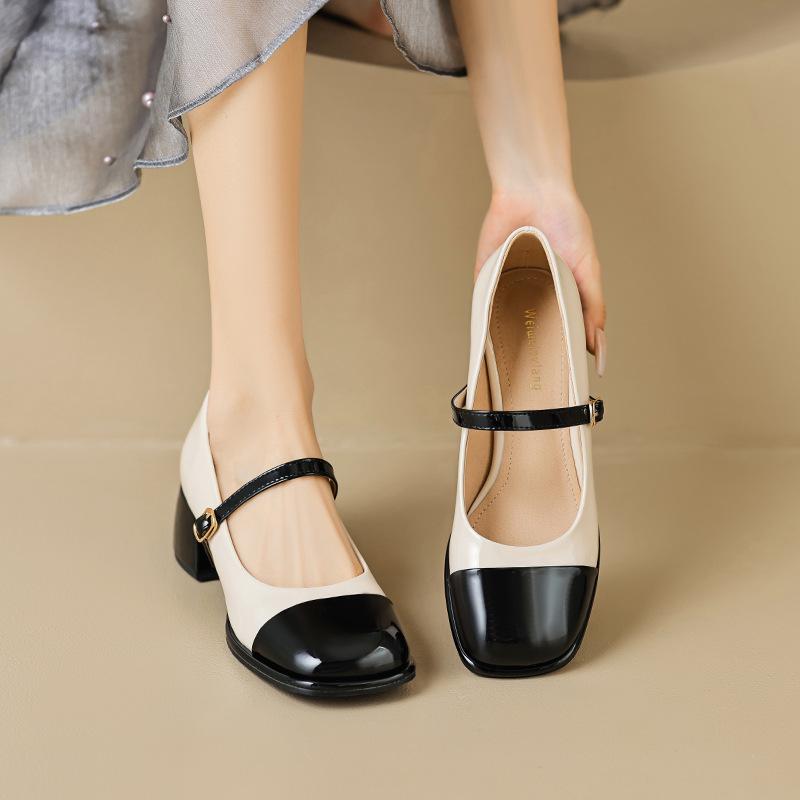 

Weiwei Girl 6810-11 Summer Mary Jane Chunky Heel Women s Shoes - French Style Plus Size 38 чёрный