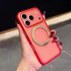 Compatible Leather Texture Phone Case with 360° Magnetic Bracket and AI Button for iPhone 17 Pro Max.