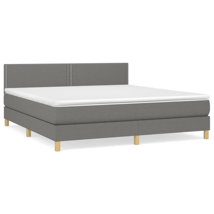 3140546 vidaXL Divan Bed with Mattress Dark Grey 160x200cm Fabric