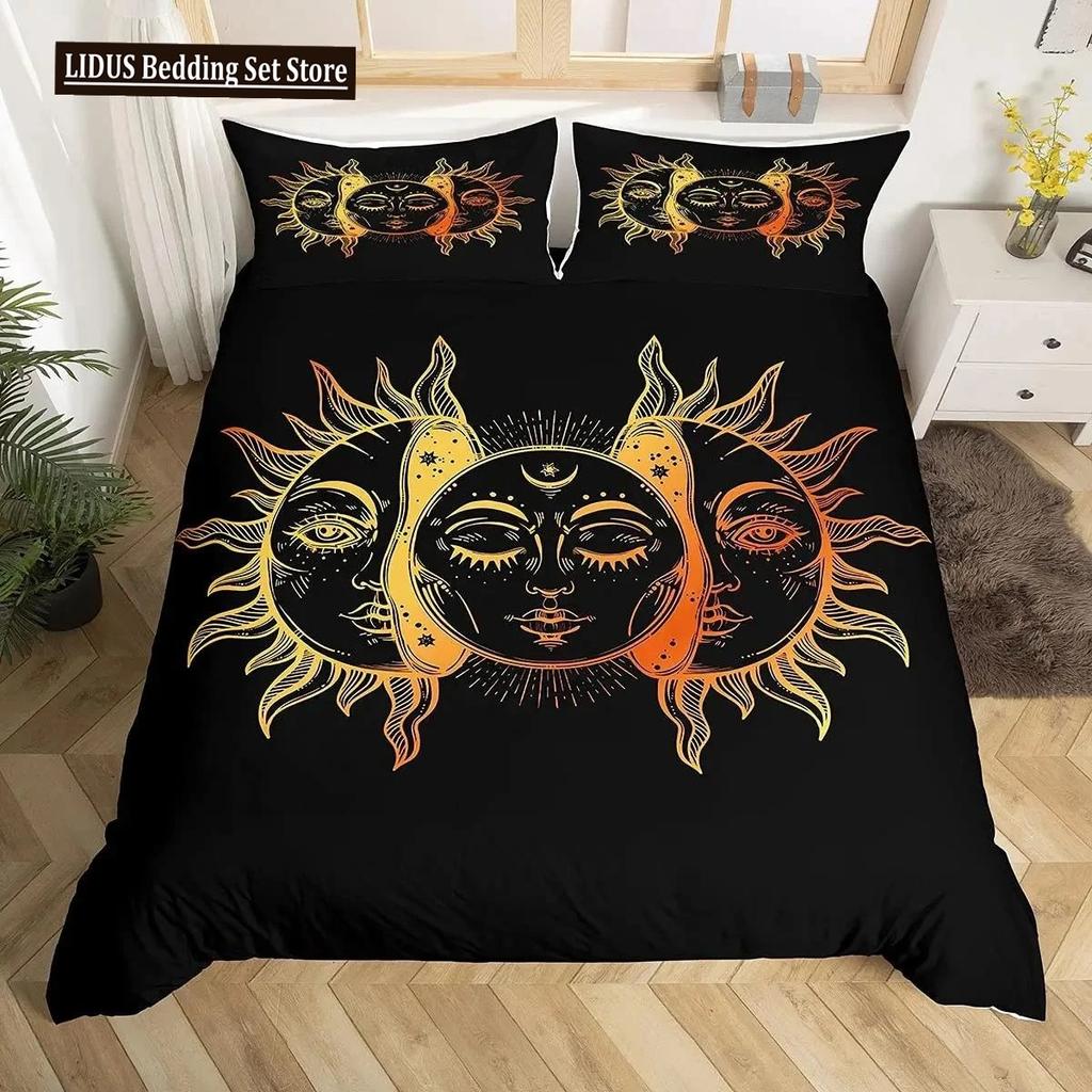 Mandala Duvet Cover Collection Sun And Moon Comforter Cover Ties Exotic Style Black And White Botanical Floral Polyester Bedding Collection