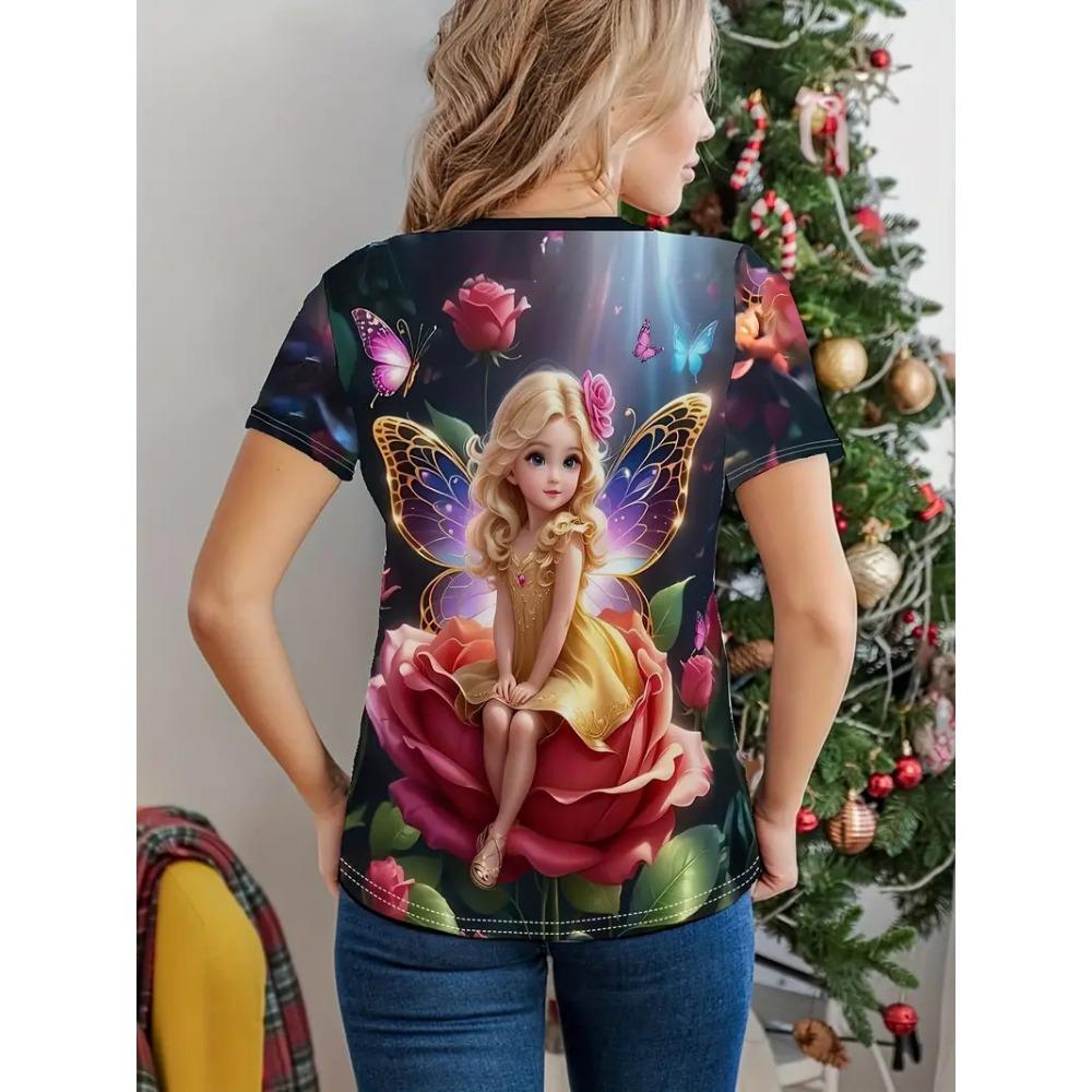 New Cartoon Doll 3D Printing T-shirt Children's Short-sleeved Girls Summer Loose Casual Tops