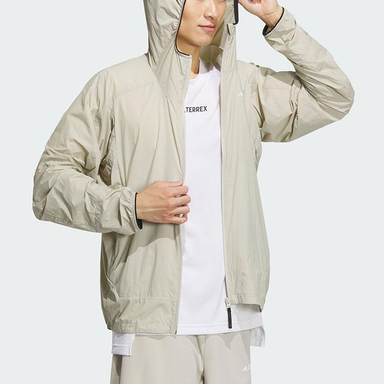 Adidas Terrex Lightweight Wind.Rdy Windbreaker with Hood, Water-Resistant and Breathable Men Outerwear Light-Grey IS0270