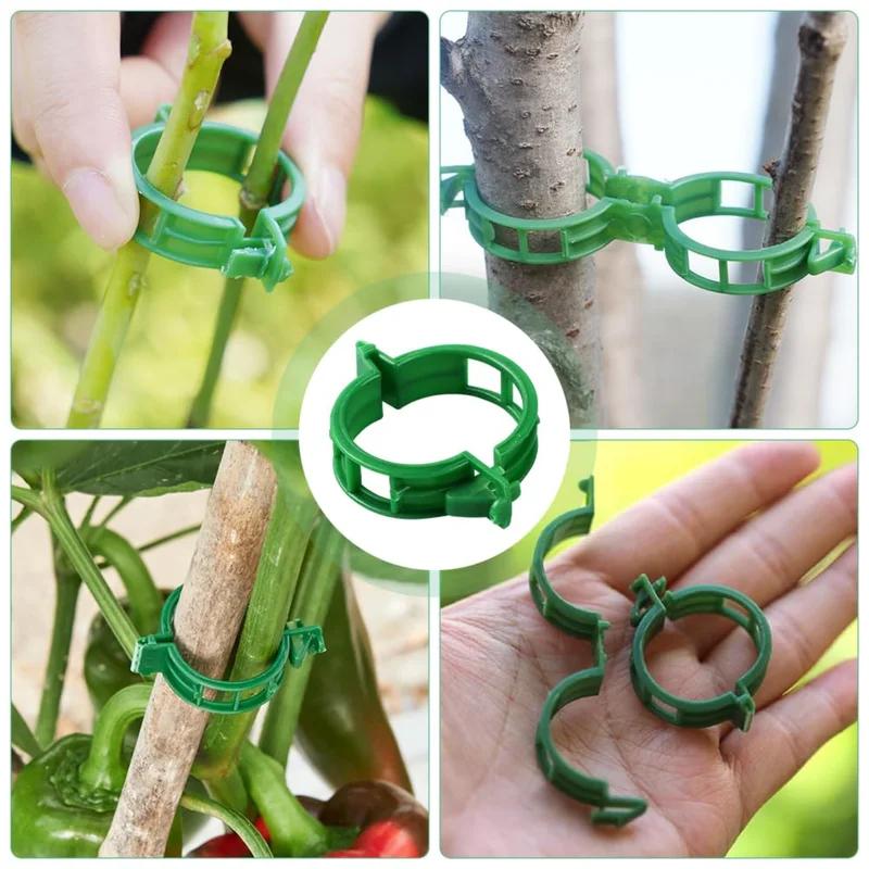 50-300Pcs Plant Support Clips Reusable Plastic Connects Vine Fixing Clip Tomato Grape Vegetable Plants Holder Buckle Garden Tool