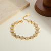 18K Gold Plated Stainless Steel Bracelet Colorful CZ Crystal Flower  Adjustable Chain Women Fashion Jewelry for Gift