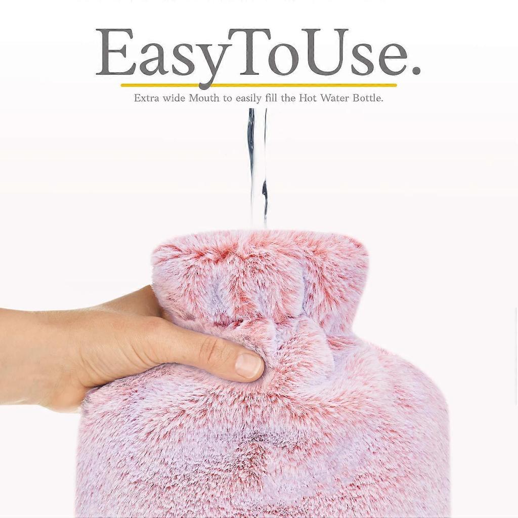 1.8L Large Hot Water Bottle with Soft Fluffy Cover for Adults & Kids, Winter Warmth Essential, Cozy Gift