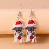 Cute Christmas Cat Drop Earrings for Women Girls Cartoon Animal Earrings Party Holiday Jewelry Gifts