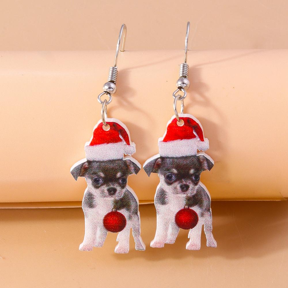 Cute Christmas Cat Drop Earrings for Women Girls Cartoon Animal Earrings Party Holiday Jewelry Gifts
