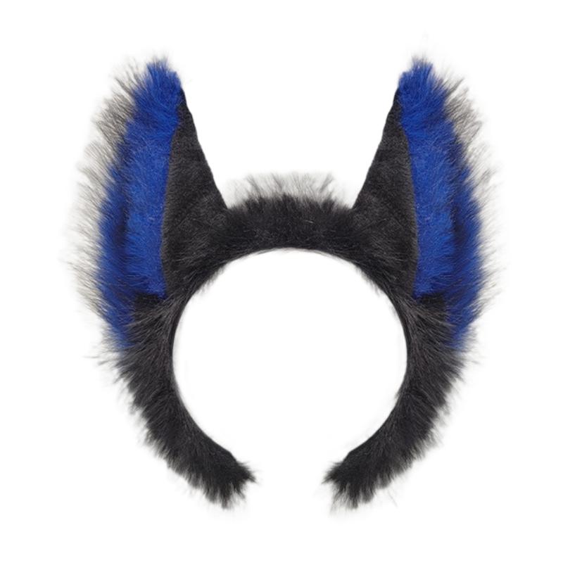 

Plush Anime Ear HairBand Comfortable Plush Hairhoop Hair Accessory For Adult Teens Halloween Party Stage Show Dressingup синій