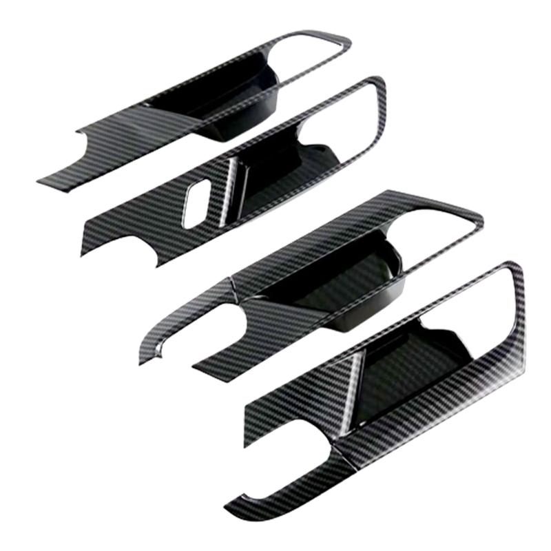 Car Inner Door Handle Bowl Covers For Mazda CX-50  ABS Plastic Carbon Fiber Black Interior Door Handles Bowl Cup Decoration