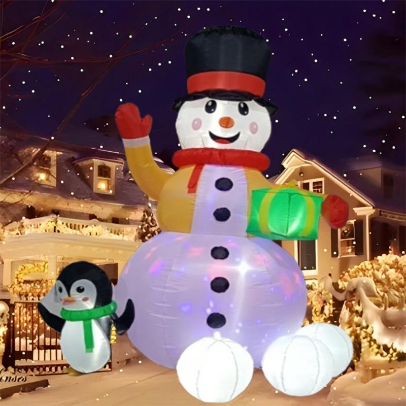 Inflatable Toy Penguin Snowball Snowman Christmas Inflatable Model Luminous Inflatable Model Christmas Atmosphere Decor Model