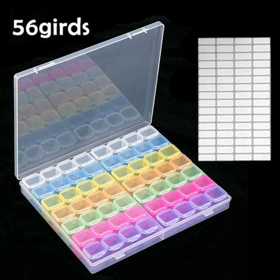 1PC 28/56 Grids DIY Diamond Painting Tools Storage Box Diamond Embroidery Accessories Organizer Case Painting Storage Containers
