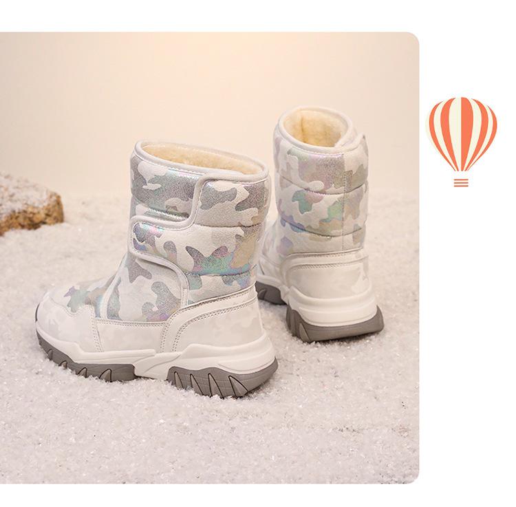 Girls' High-Top Warm Winter Snow Boots - Thick, Comfortable, Fashionable, Plus Velvet Cotton