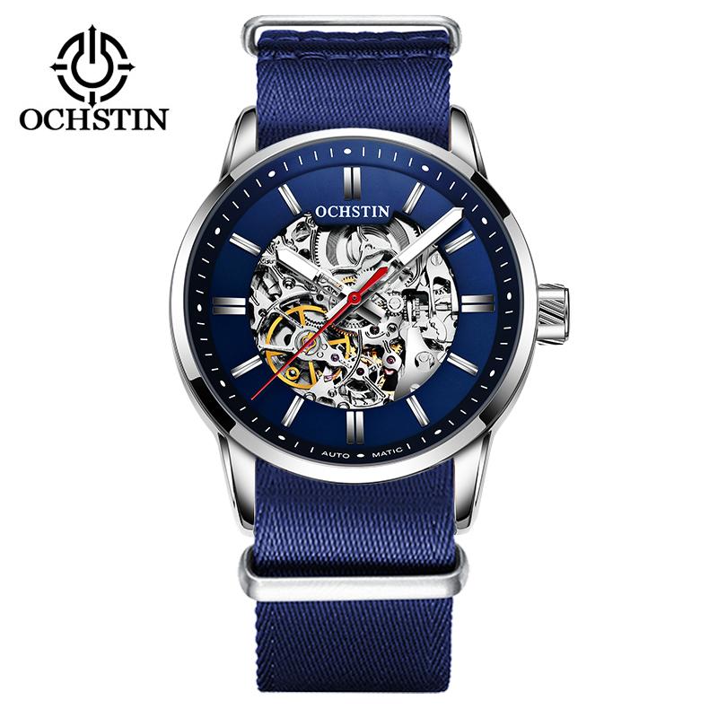 OCHSTIN Mechanical Watch Men Skeleton Steampunk Automatic Self Wind Classic Leather Strap Luminous Male Wristwatch Reloj Hombre