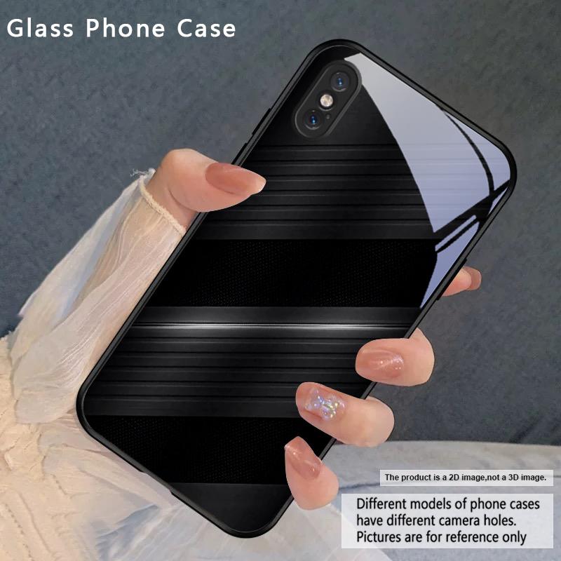 

Dark geometric texture For iPhone 17 Pro Max 16 E 15 Plus 14 Pro 13 12mini 11 Air XS Max 5 6 7 8Plus SE Black Glass Phone Case iPhone17 Pro Max