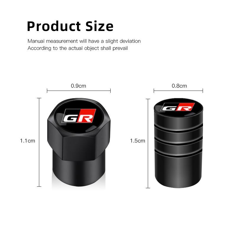 4pcs Car Wheel Tire Valve Stem Caps Airtight Cover For Toyota GR Sport Corolla CHR Yaris Rav4 Hilux Aygo Prius Auris Cruiser