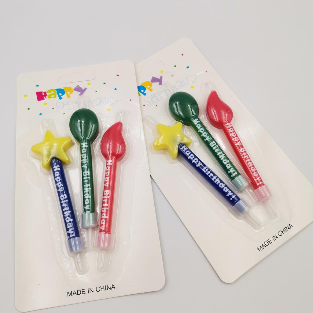 Color Printing Happy Birthday Letter Candle Creative Cartoon Five-pointed Star Flame Balloon Shape Birthday Candle