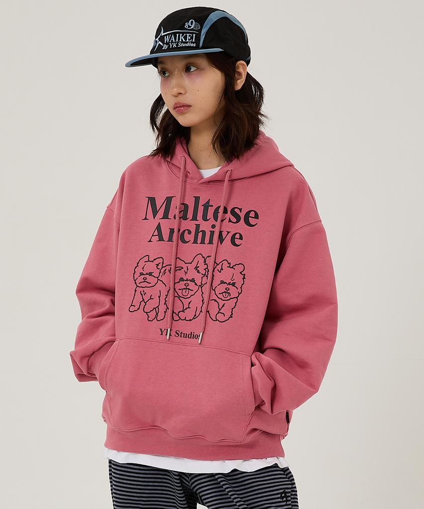 Maltese Archive Line Graphic Hoodie Dust Pink