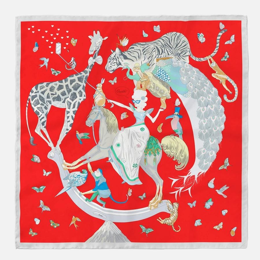 

53СМ Французский Стиль Жираф Анималистичный Принт Маленький Квадратный Шарф Женский Декоративный Платок-Повязка на Голову 53x53cm