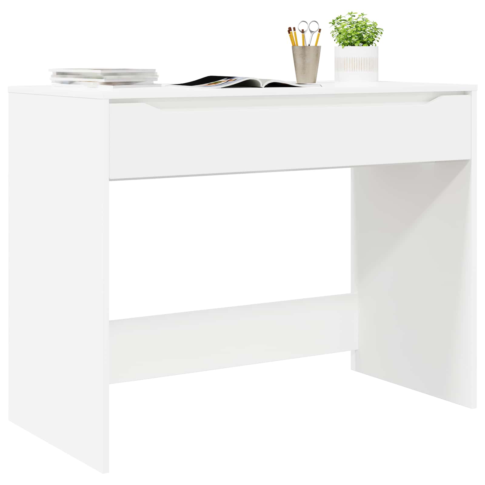 Weißer Schreibtisch mit Schublade 100 x 50 x 78 cm Holzwerkstoff