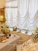 Cortina Romântica Francesa de Chiffon Branco com Acabamento de Renda