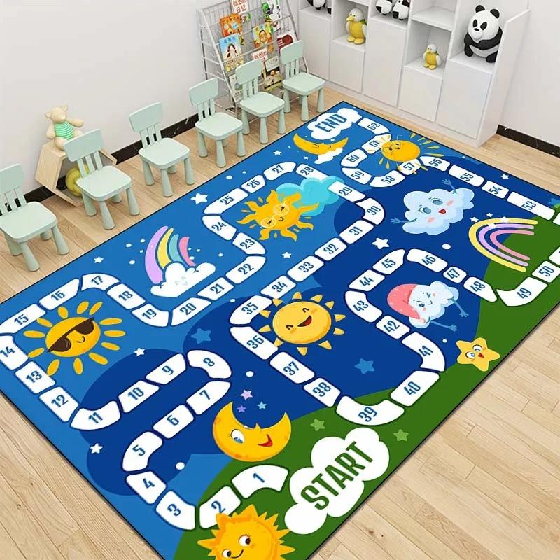 Snakes and Ladders Game Pattern Carpet Non-slip Home Living Room Sofa Area Rug Children's Early Education Institutions Floor Mat