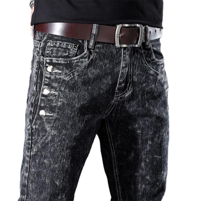 2023 Men's Black Slim Fit Elastic Jeans - Spring & Autumn Style
