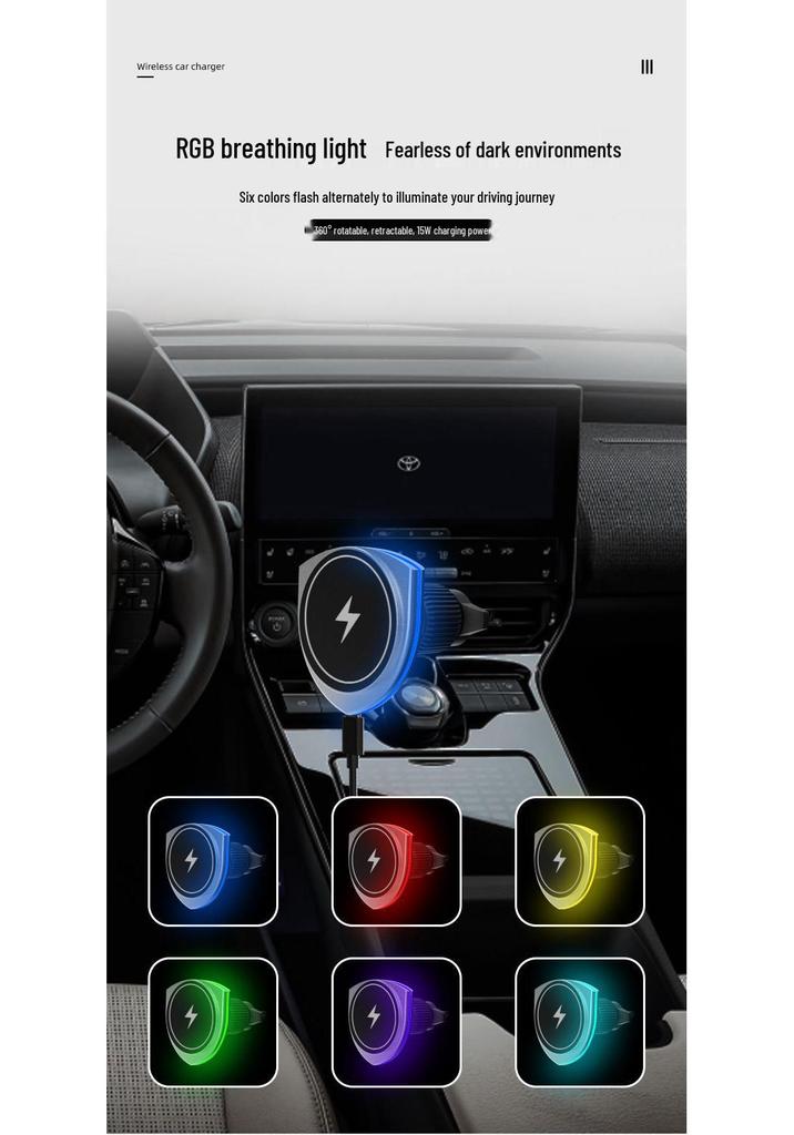 15W Magnetic Wireless Car Charger & Phone Holder for Apple/Android
