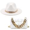 Hat For Women Autumn Winter New Party Jazz Fedora Hats With Fashion Luxury Oversized Chain Accessory Bag Two-piece Set
