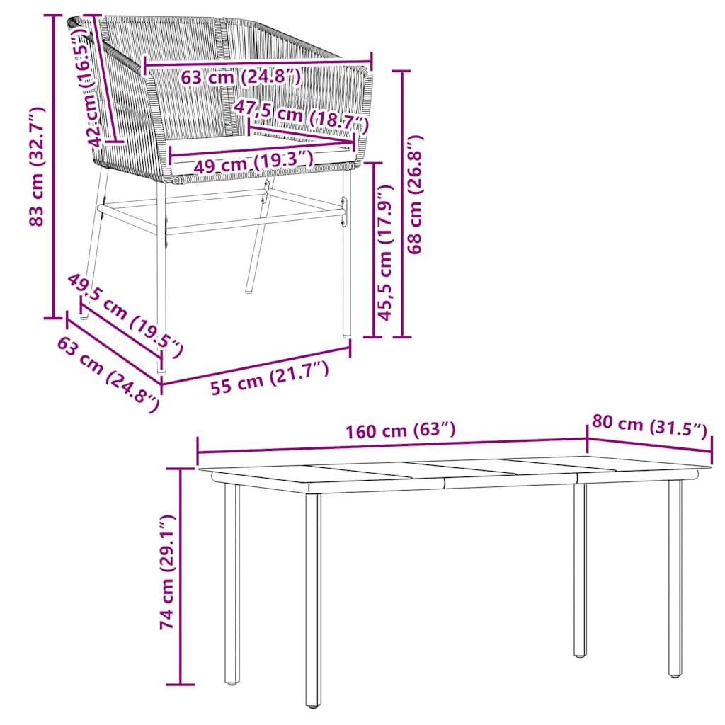 7 Piece Outdoor Dining Set with Cushions Gray Poly Rattan Glass Table