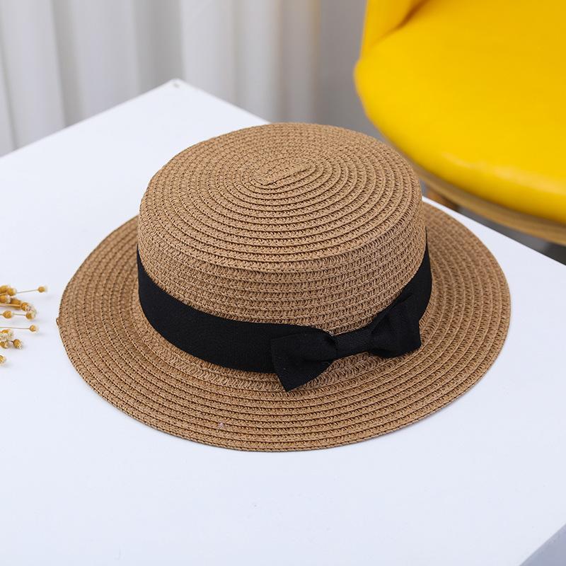 New Mistdawn Cute Children Girls Boys Kids Summer Straw Bowler Derby Hat Round Flat Brim Boater Cap Beach Sunhat