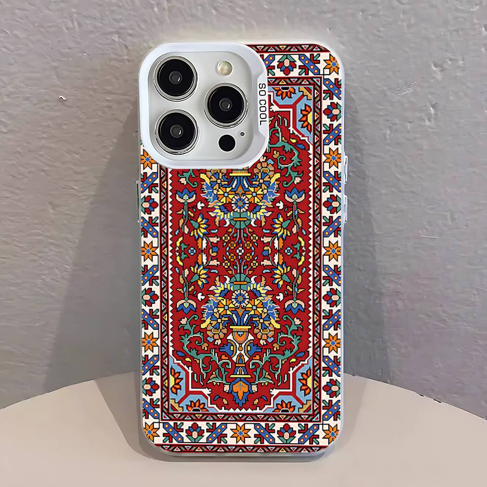 

ВИНТАЖНЫЙ Персидский Ковер Узор Чехол Для iPhone 12,16,17,14,13,15,11,Pro,XS,Max,Plus,Mini,SE4,E Белый Матовый Ударопрочный Чехол iPhoneXR