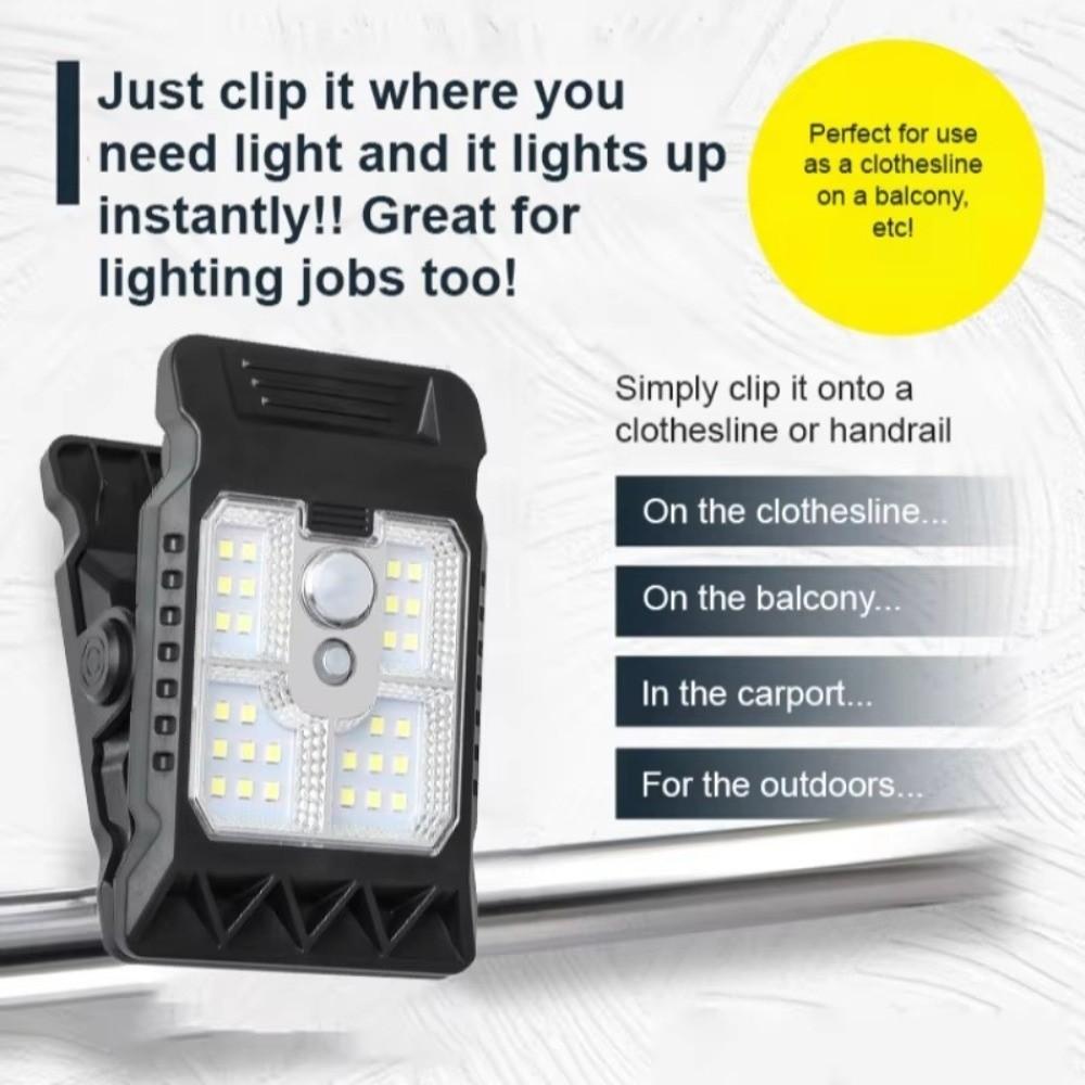 3 Modes Motion Sensor Lamp Waterproof Wall Lighting Solar Clip Light  Outdoor Lighting