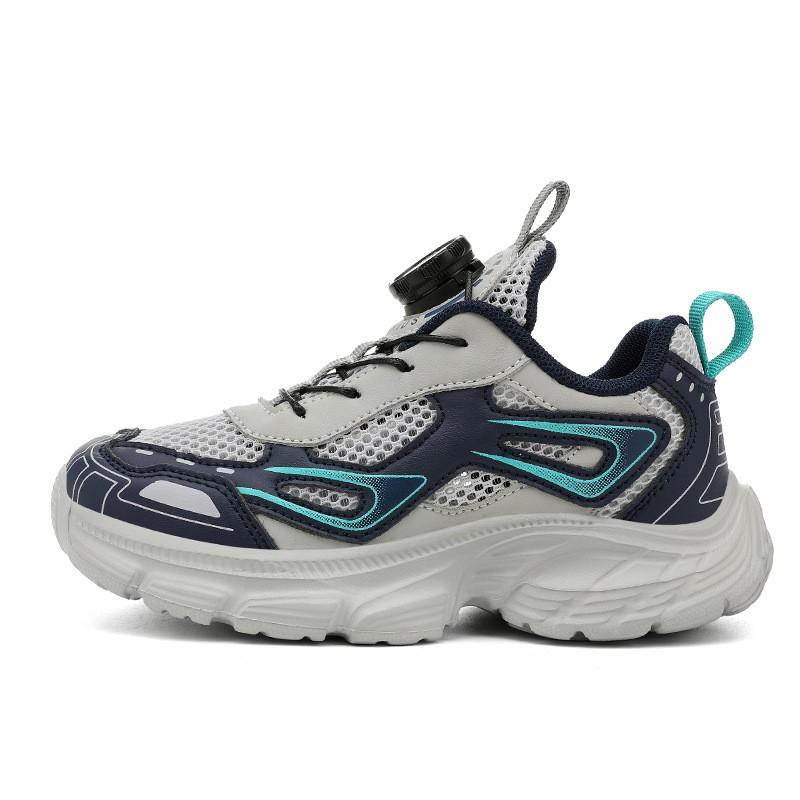 Kids Lightweight Breathable Mesh Running Shoes With Rotary Buckle Closure Boys Fall Winter
