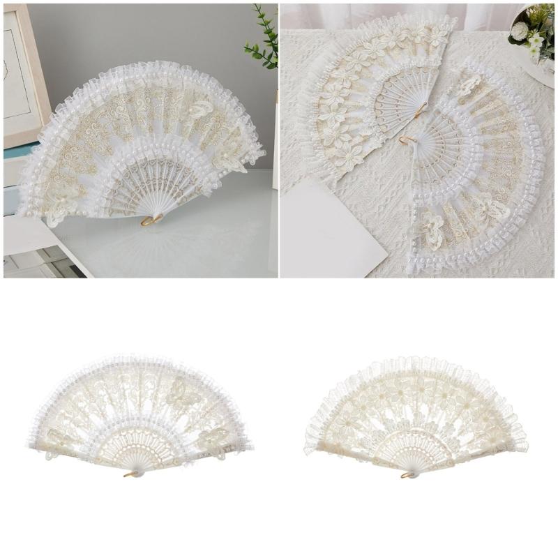 Decorative Butterfly Lace Fan Multifunctional Design Cosplay Accessory For Weddings Photography Shows