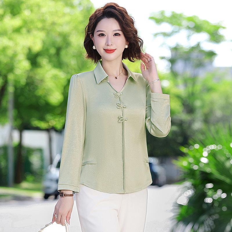 

Stylish Women s Spring/Summer 2026 Loose-Fit Shirt with Three-Quarter Sleeves 5XL зелений