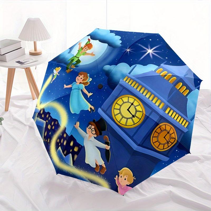 

1pc Peter Pan s Midnight Adventure Pattern Automatic Umbrella is Fashionable and Good-Looking, a Portable 3-Fold Umbrella, Suitable for Trav