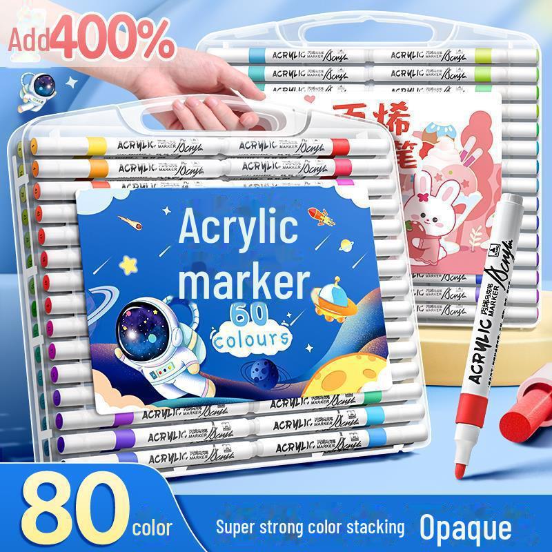 Set de pixuri acrilice lavabile, sigure pentru copii, 48 de culori stivuibile netransparente pentru artă de grădiniță și școală primară